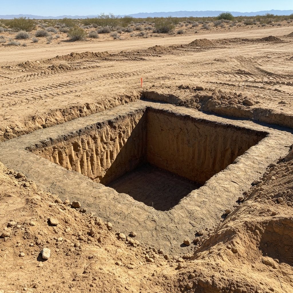 Completed foundation excavation ready for concrete pour in Washington County Utah