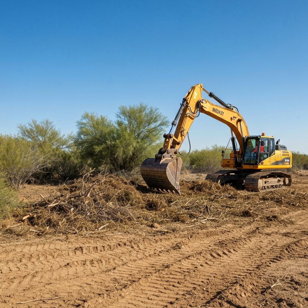 Land clearing and vegetation removal for lot development in Southern Utah desert